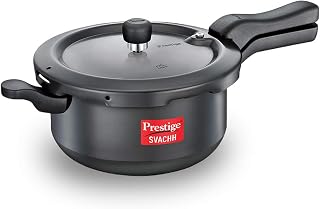 Prestige Svachh, 20278, 5 L, Sr. Pressure Pan, With Deep Lid For Spillage Control, Outer Lid, Aluminium, Black, 5 Liter
