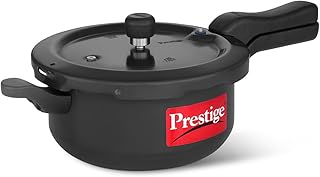 Prestige Svachh 3.5 Litre Outer Lid Pressure Cooker With Hard Anodized Body (Black), 3.5 Liter