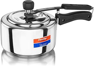 Prestige 2L Stainless Steel Nakshatra Essential Svachh Innerlid Pressure Cooker|Deep lid for spillage control|Triply bottom for even heating|Gas & Induction Compatible|Metallic Safety Plug|5Y warranty