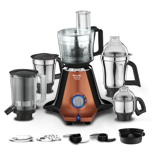 Preethi Zodiac Stardust Mixer Grinder - 750W - Chef Jar + 4 Jar - 2 Year Warranty | Lifelong Free Service