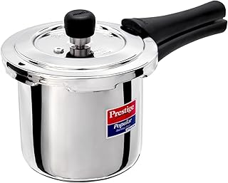 Prestige 2 Litre Stainless Steel Popular Svachh Outerlid Pressure Cooker | Deep lid for spillage control|Gas & Induction Compatible|Controlled Gasket Release System|5 Years warranty|ISI Certified