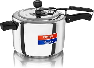 Prestige 5L Stainless Steel Nakshatra Essential Svachh Pressure Cooker|Deep Innerlid for spillage Control|Even Heating Triply Bottom|Gas Compatible|Metallic Safety Plug|5 Years Warranty|ISI Certified