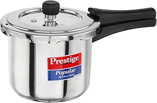 Prestige 3 Litre Stainless Steel Popular Svachh Outerlid Pressure Cooker | Deep lid for spillage control|Gas & Induction Compatible|Controlled Gasket Release System|5 Years warranty|ISI Certified