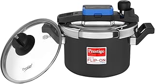 Prestige 3L Hard Anodised Flip On Mini Svachh Pressure Cooker with Glass Lid|Deep lid for spillage control|Innovative Iid with single hand operation|Gas/Induction Compatible|5Y warranty|ISI Certified