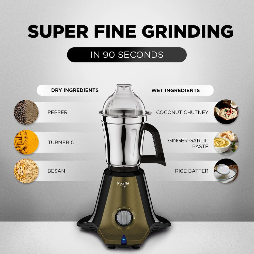 Preethi Titan Mixer Grinder - 1000W - 3 Jars - (MG-283)