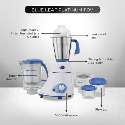Preethi Blue Leaf Platinum 110V Mixer Grinder