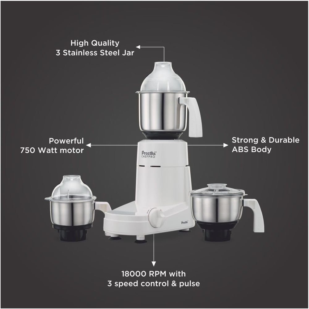 Preethi Eco Plus Mixer Grinder - 750W - 4 Jars - MG-157