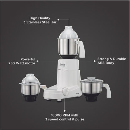 Preethi Eco Plus Mixer Grinder - 750W - 4 Jars - MG-157
