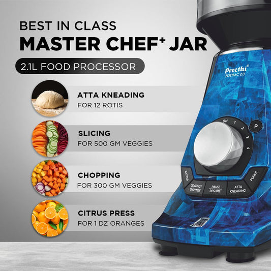 Preethi Zodiac 2.0 1000W Mixer Grinder - Master Chef + 3 Jar